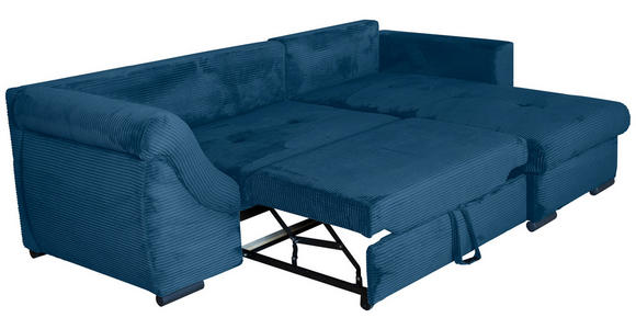 ECKSOFA  in Cord Blau  - Blau/Schwarz, KONVENTIONELL, Textil/Metall (258/168cm) - Carryhome