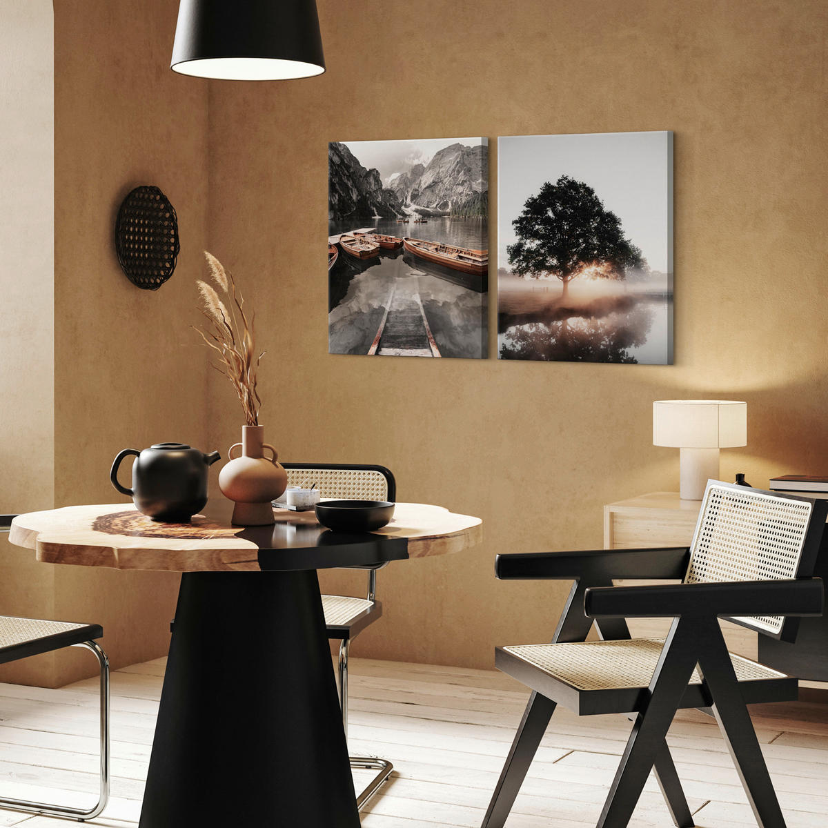 BILDERSET - Multicolor, Basics, Holz/Textil (2x32/42cm)