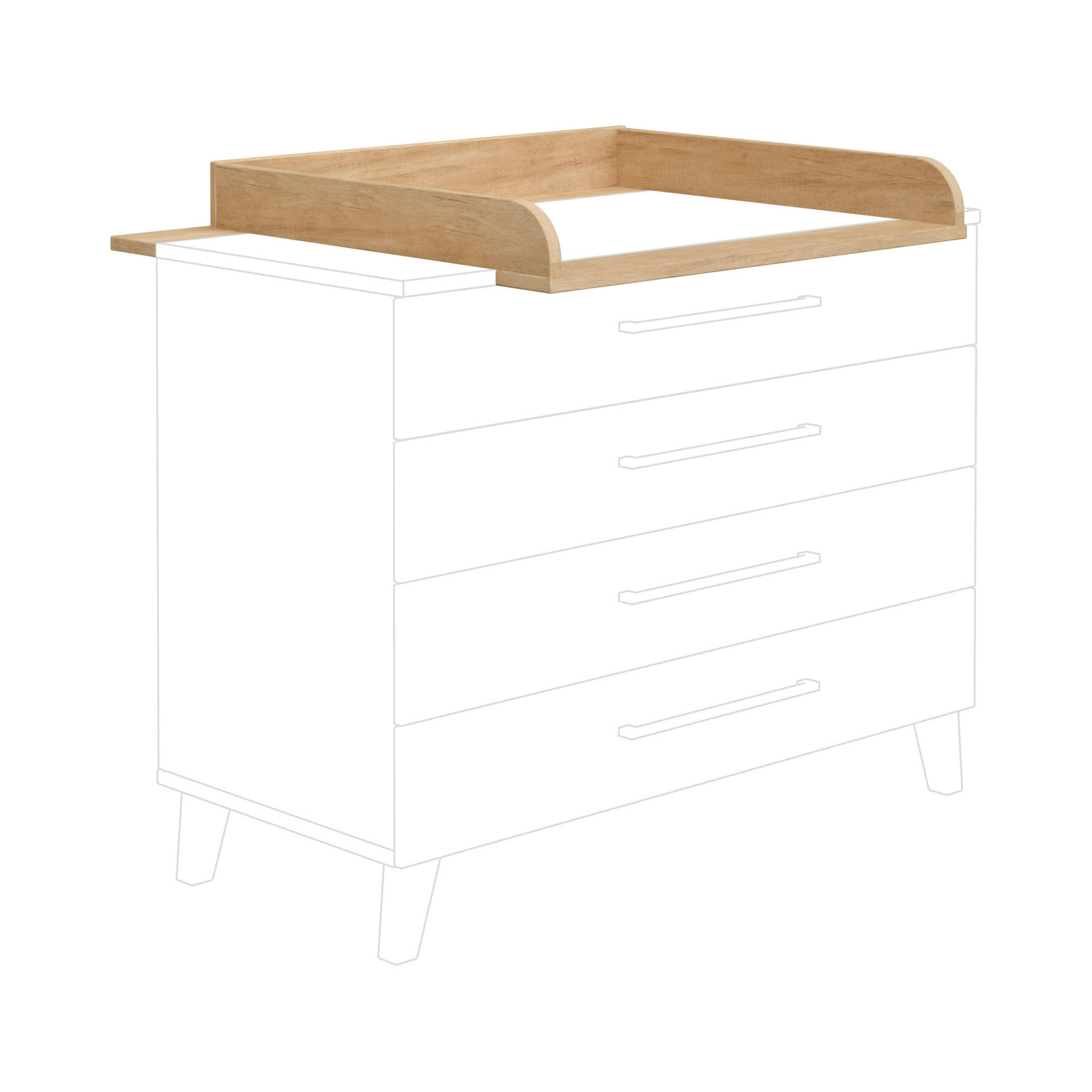 Paidi Wickelaufsatz Oscar Eiche 123.5x12.5x78.7 cm