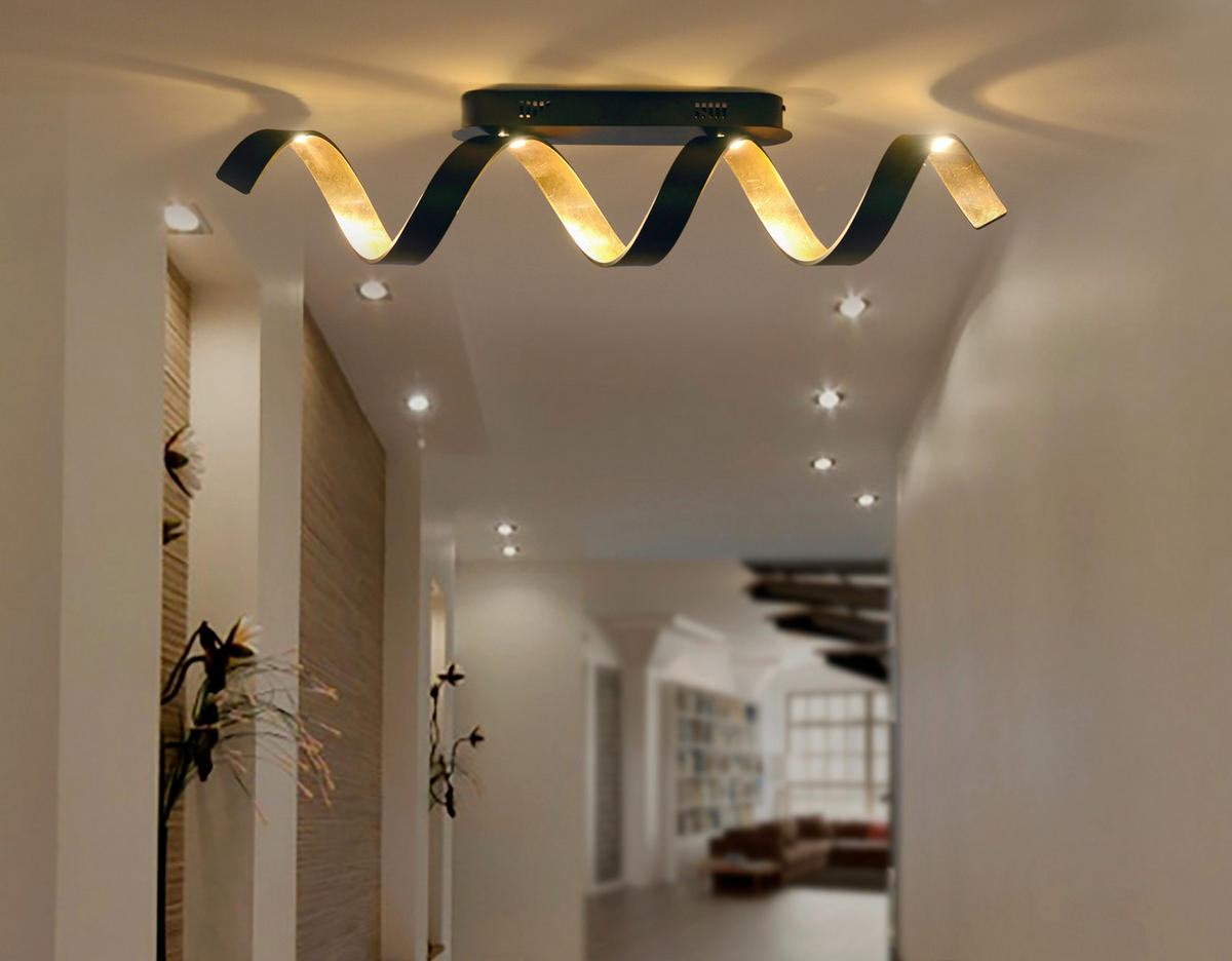 LED-DECKENLEUCHTE 80/35/13,5 cm   - Goldfarben/Schwarz, Design, Metall (80/35/13,5cm)