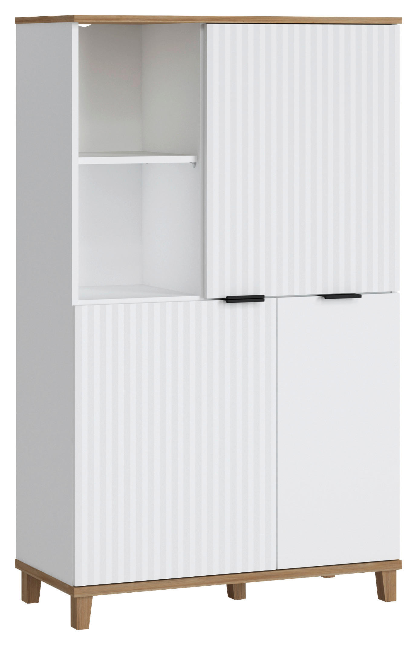 Highboard Pissee Alpin Weiß Grandson Eiche B: 84,8 cm