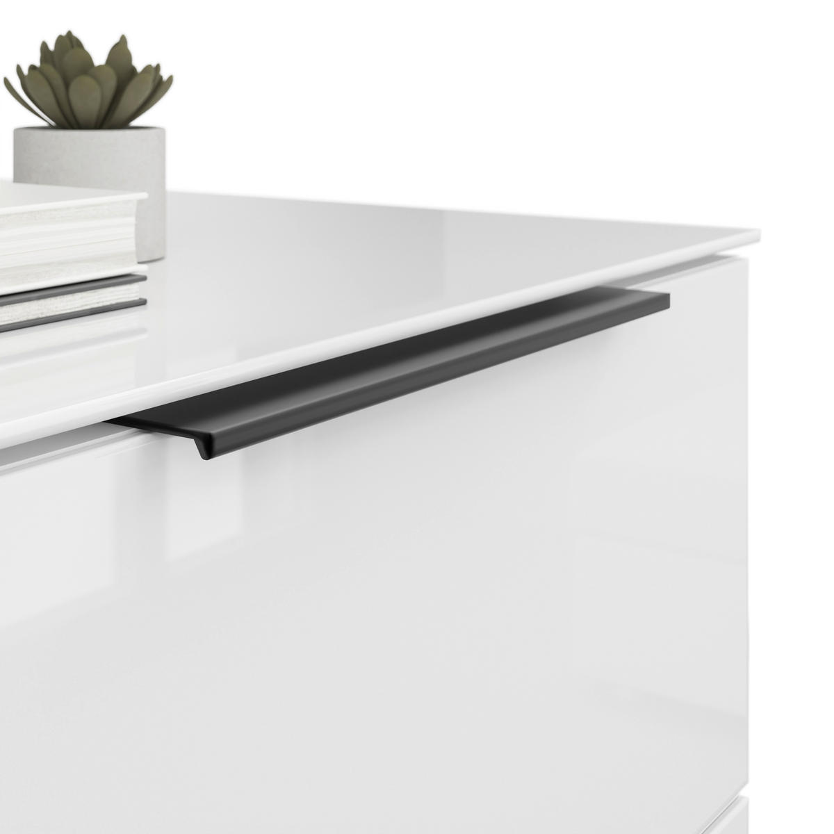 SIDEBOARD Style  in 225/98,7/40 cm  - Weiß Hochglanz/Schwarz, Basics, Glas/Holzwerkstoff (225/98,7/40cm)