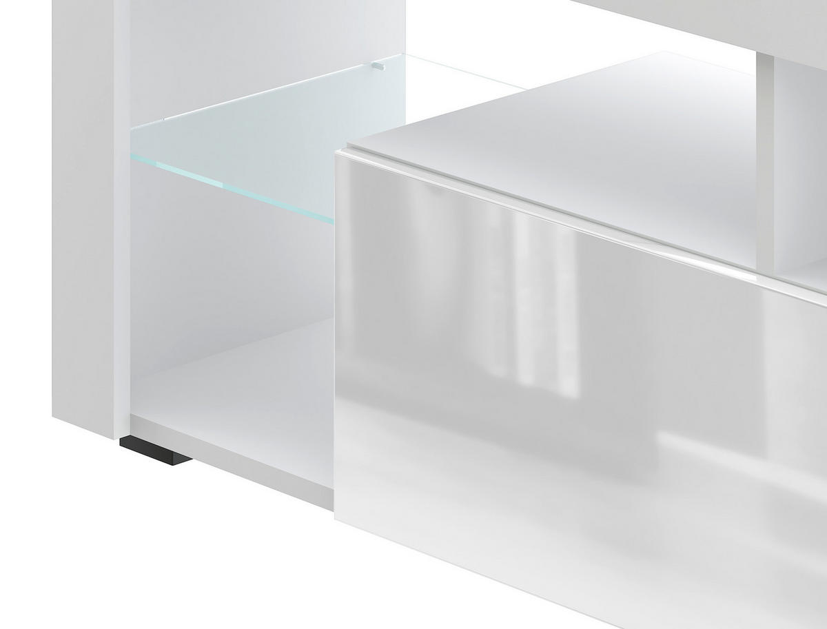 LOWBOARD EVEREST  in 140/50,5/35 cm  - Schwarz/Weiß, Design, Glas/Holzwerkstoff (140/50,5/35cm) - Livetastic