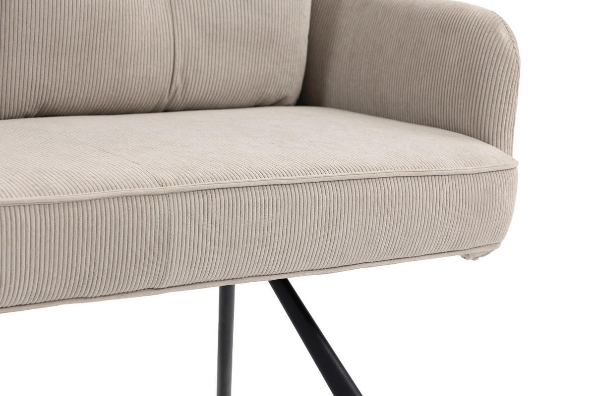 SITZBANK 180/93/67 cm Cord Beige Metall  - Beige/Schwarz, Design, Textil/Metall (180/93/67cm) - Novel