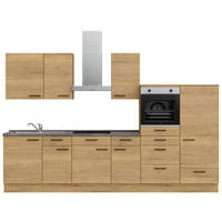 KÜCHENLEERBLOCK 330 cm   in Eichefarben, Schieferfarben  - Schieferfarben/Eichefarben, MODERN, Holzwerkstoff/Metall (330cm) - Nobilia