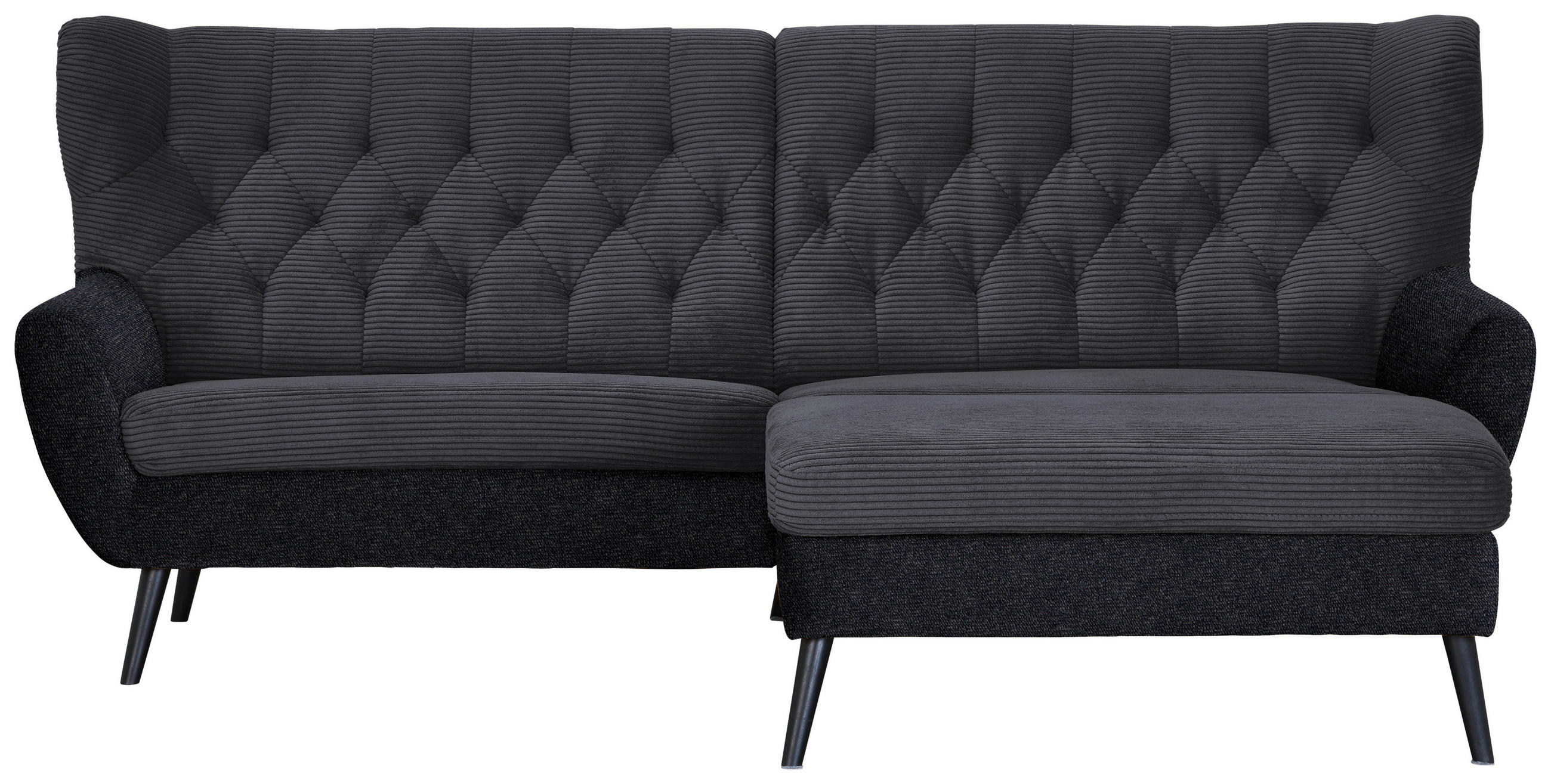 ECKSOFA Cord Anthrazit  - Anthrazit/Schwarz, Design, Holz/Textil (237/165cm) - Stylife