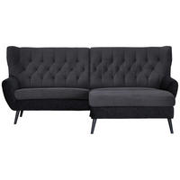 ECKSOFA 237/165 cm  in Cord Anthrazit Rücken echt  237/165 cm  - Anthrazit/Schwarz, Design, Holz/Textil (237/165cm) - Stylife