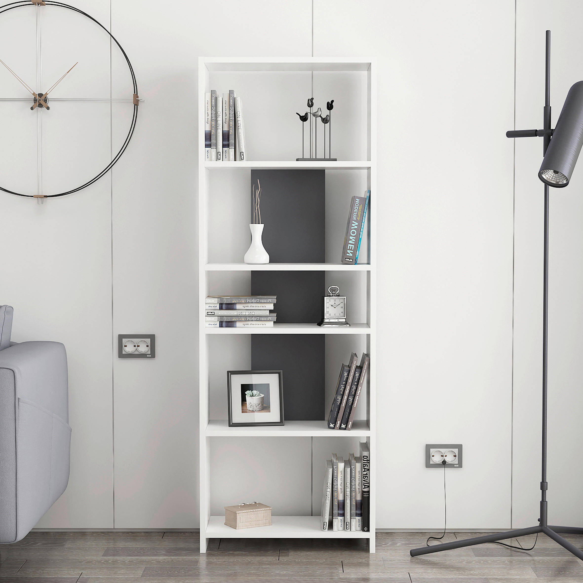 Livetastic Regal Odessa Anthrazit, Weiß 56.9x160x25 cm