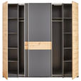 KLEIDERSCHRANK  in Graphitfarben, Eiche Artisan  - Silberfarben/Graphitfarben, KONVENTIONELL, Holzwerkstoff/Kunststoff (215/211/60cm) - Carryhome