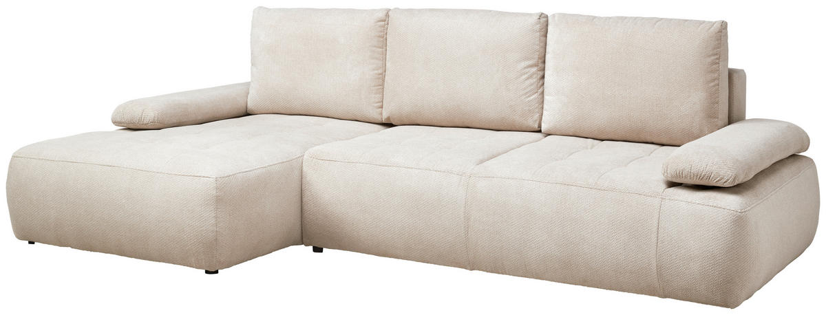 ECKSOFA Naturfarben Webstoff  - Schwarz/Naturfarben, KONVENTIONELL, Kunststoff/Textil (162/282cm) - Carryhome