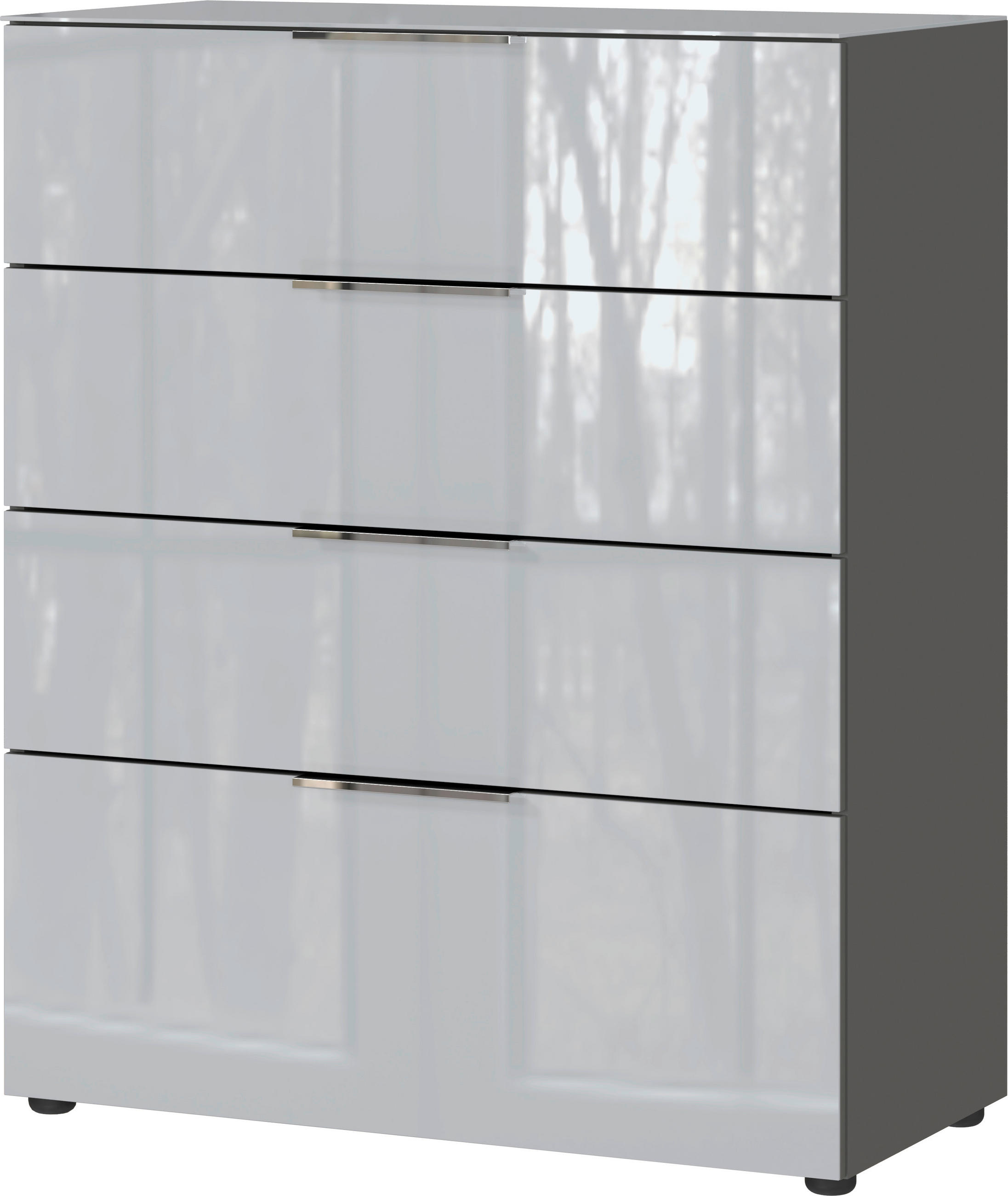 KOMÓD 83/102/42 cm - krómszínű/grafitszürke, Modern, műanyag/faalapú anyag (83/102/42cm) - Premium Living