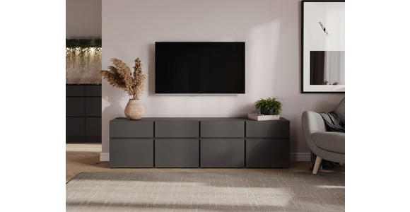 LOWBOARD  200/52,8/40 cm 4 Schublade(n) stehend, in verschiedenen Holzdekoren erhältlich  - Anthrazit/Schwarz, Design, Holzwerkstoff (200/52,8/40cm) - Xora