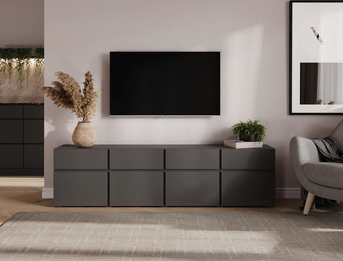 NIZKA OMARICA antracit  - črna/antracit, Design, leseni material (200/52,8/40cm) - Xora