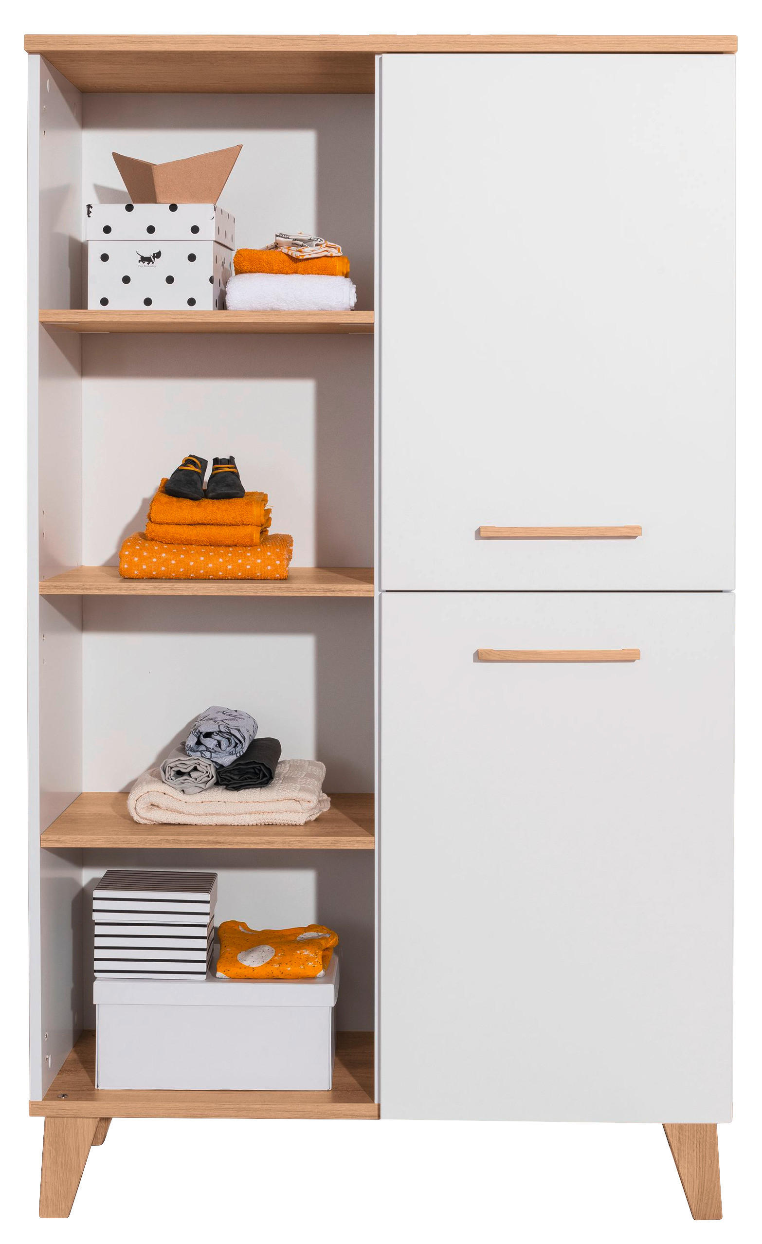 REGAL 94,8/159/39,9 cm Weiss, Eichefarben - Weiss/Eichefarben, Konventionell, Holz/Holzwerkstoff (94,8/159/39,9cm) - Paidi