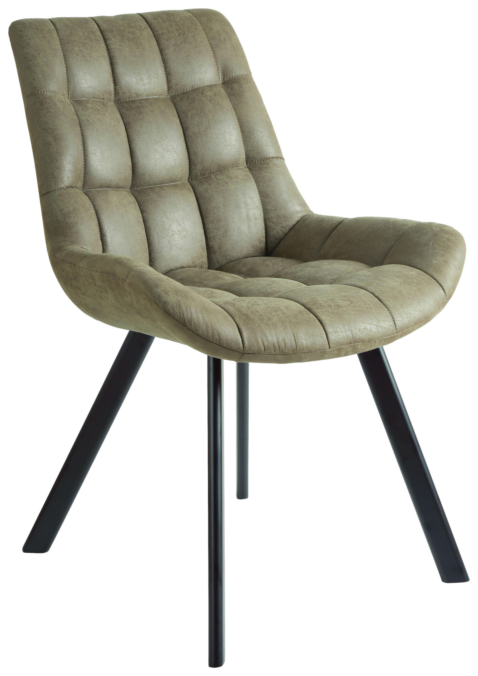 Scaun din metal, textil, negru, măsliniu