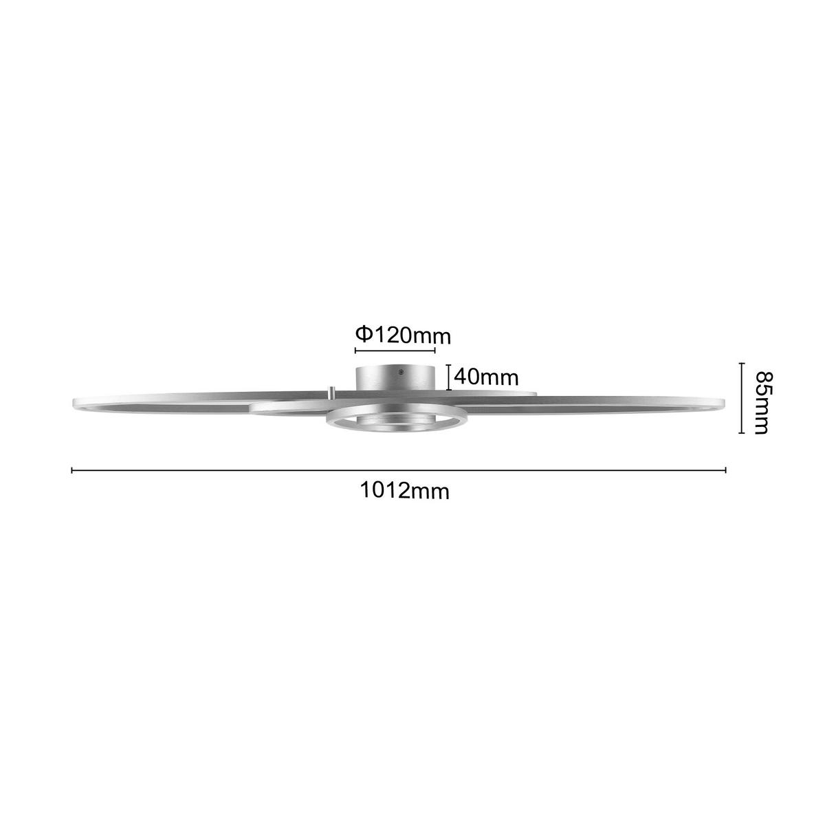 LED-TAKLAMPA Cuva 58 W 101/43/8,5 cm  - nickelfärgad, Design, metall/plast (101/43/8,5cm) - Novel