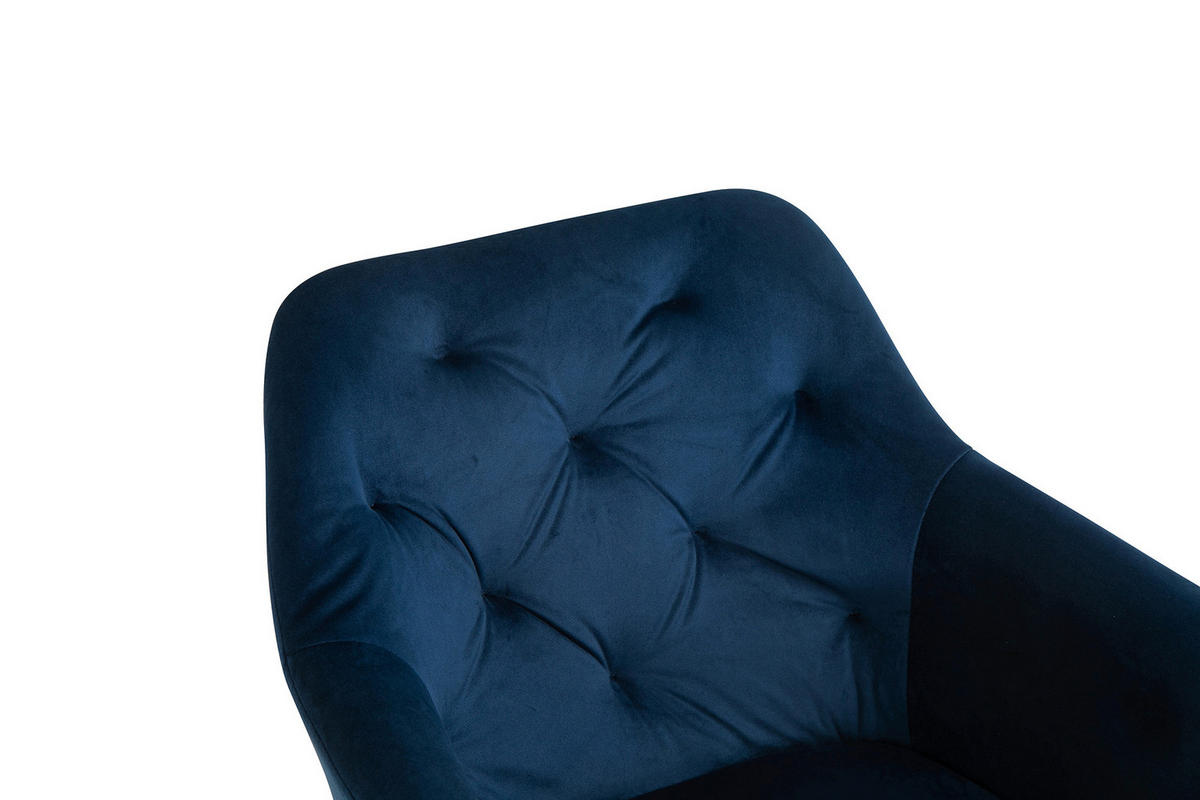 ARMLEHNSTUHL  in Samt  - Blau/Schwarz, MODERN, Textil/Metall (61/85/62cm) - Livetastic