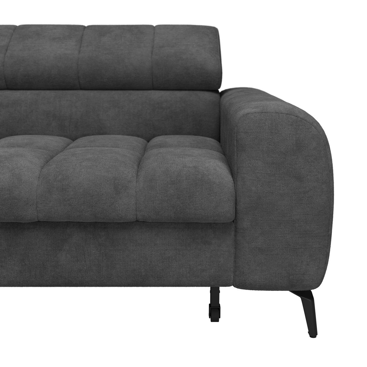 ECKSOFA Dunkelgrau  - Dunkelgrau/Schwarz, Trend, Kunststoff/Textil (203/261cm) - Livetastic