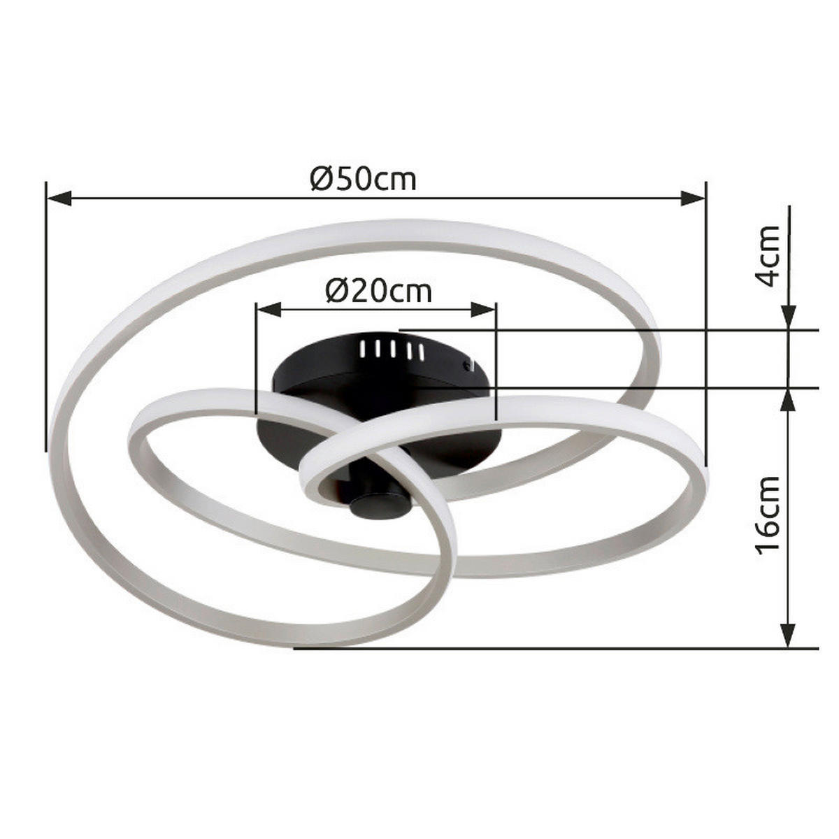 LED-DECKENLEUCHTE 50/16 cm   - Schwarz/Weiß, Design, Kunststoff/Metall (50/16cm) - Globo