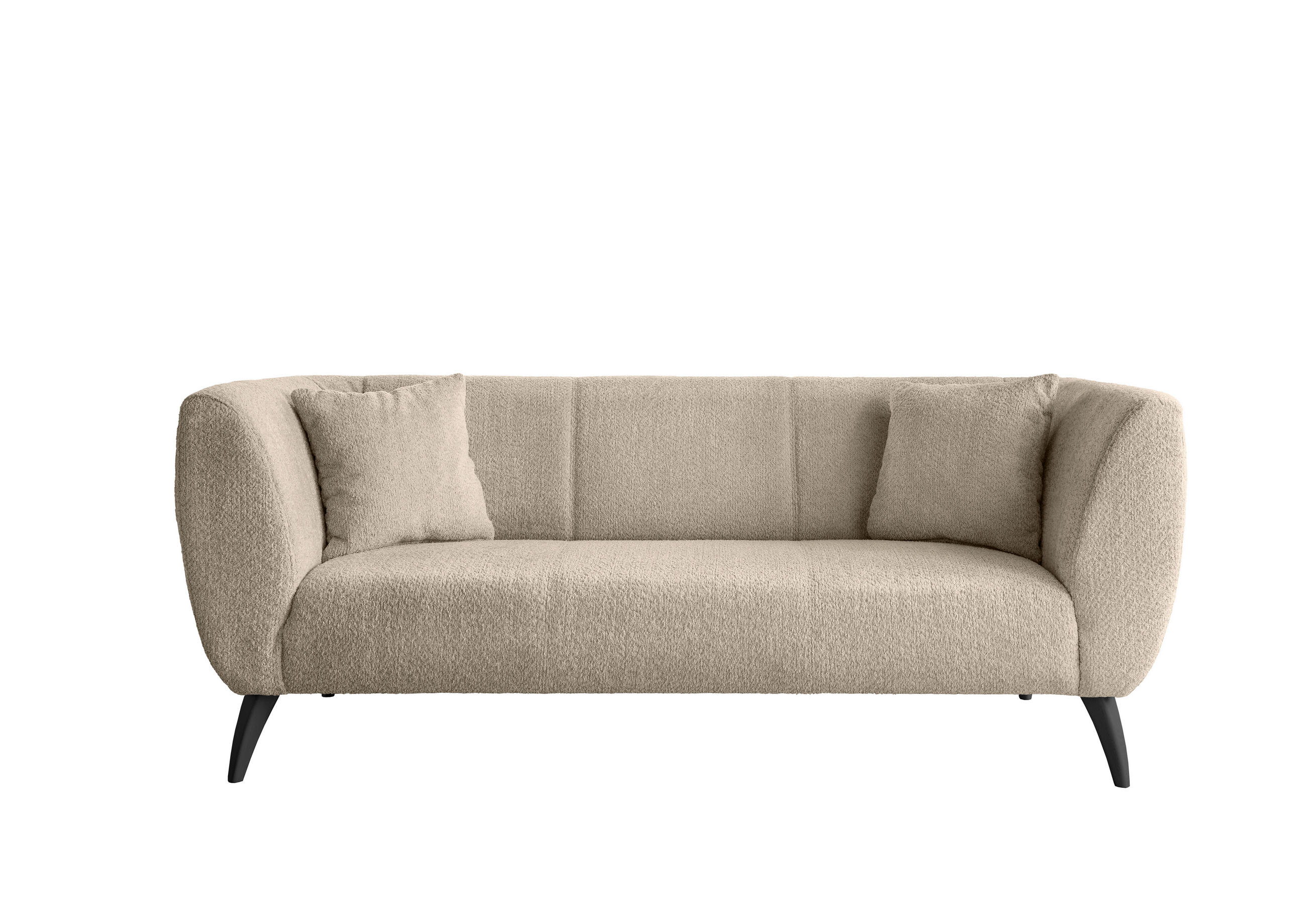3-SITZER-SOFA Bouclé Beige  - Beige/Schwarz, MODERN, Holz/Textil (208/83/88cm) - MID.YOU