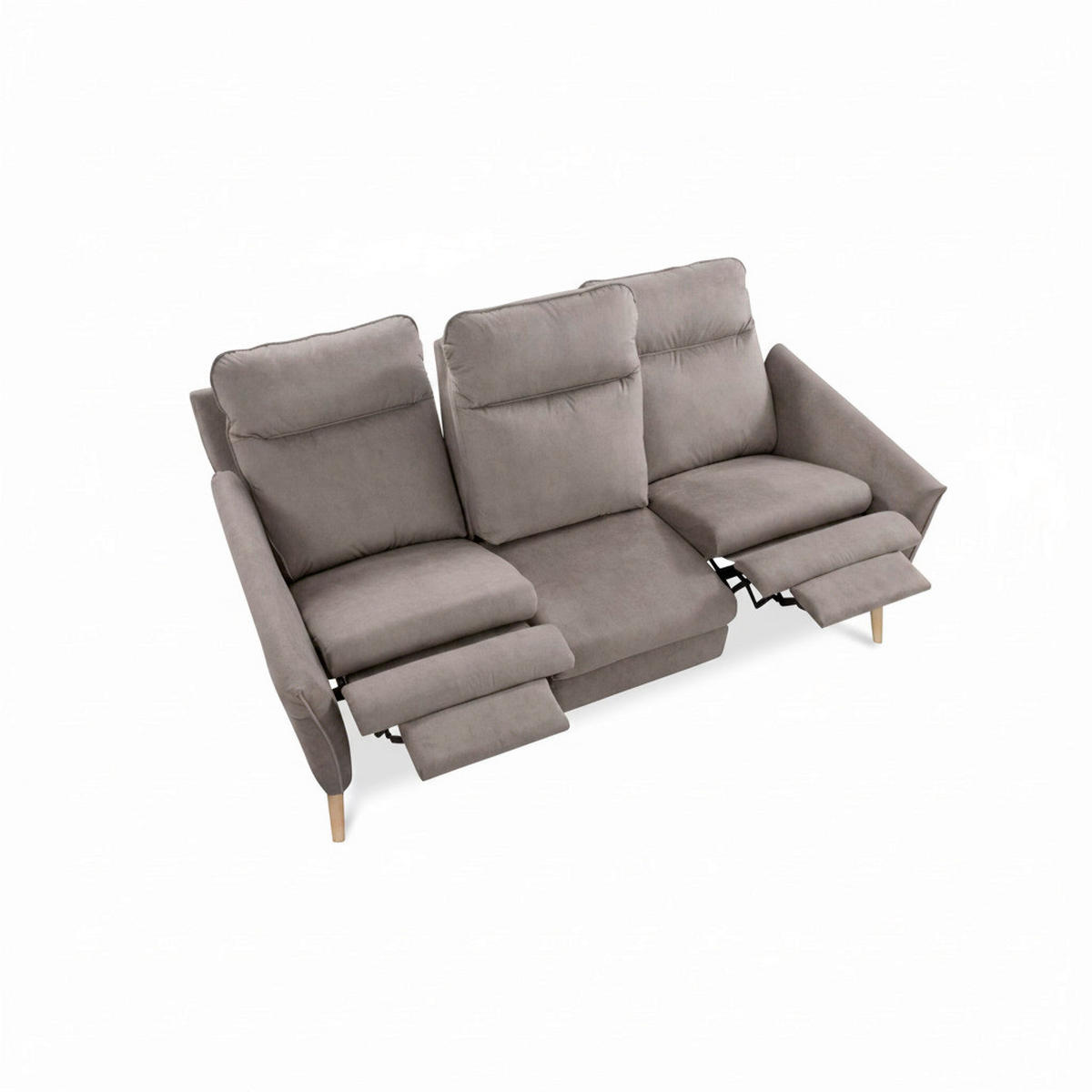 3-SITZER-SOFA  in Mikrofaser Taupe Skandinavisch, Modern  - Taupe/Buchefarben, Design, Holz/Textil (202/110/92cm) - Livetastic