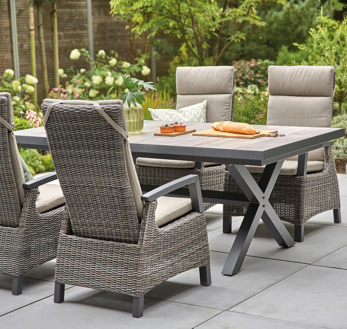 GARTENTISCH 200-260/100/77 cm Metall rechteckig  - Anthrazit/Graubraun, Basics, Keramik/Metall (200-260/100/77cm) - Siena Garden