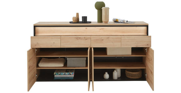 SIDEBOARD 174/88/38 cm  - Schwarz/Eiche Artisan, KONVENTIONELL, Holzwerkstoff (174/88/38cm) - Voleo