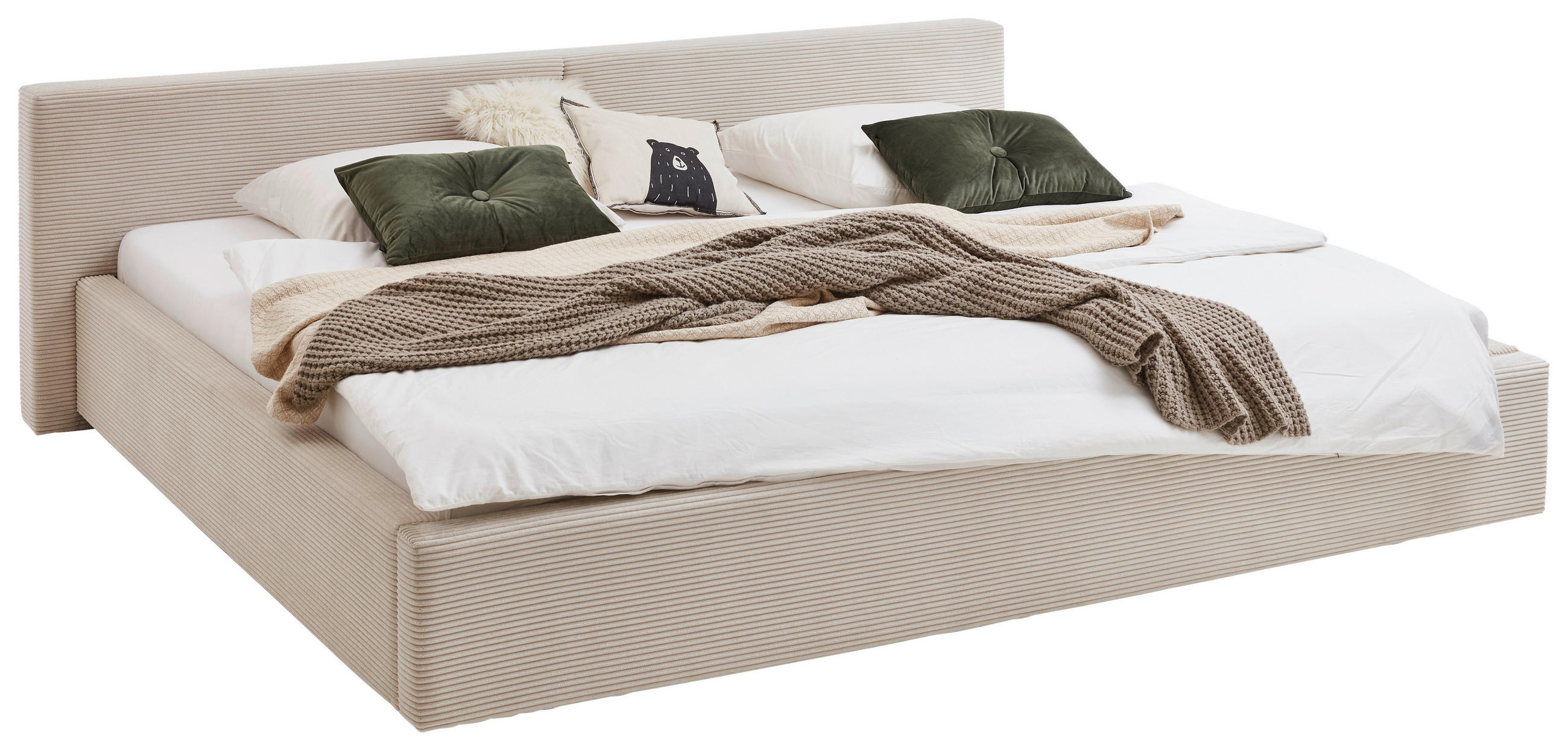 POLSTERBETT 240/200 cm,  in Beige, Lattenrost, Bettkasten,  - Beige, Basics, Holz/Textil (240/200cm) - Boxxx