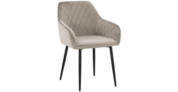 ARMLEHNSTUHL  Stoffauswahl Samt  - Taupe/Schwarz, Design, Textil/Metall (56/82,5/61,5cm) - Novel