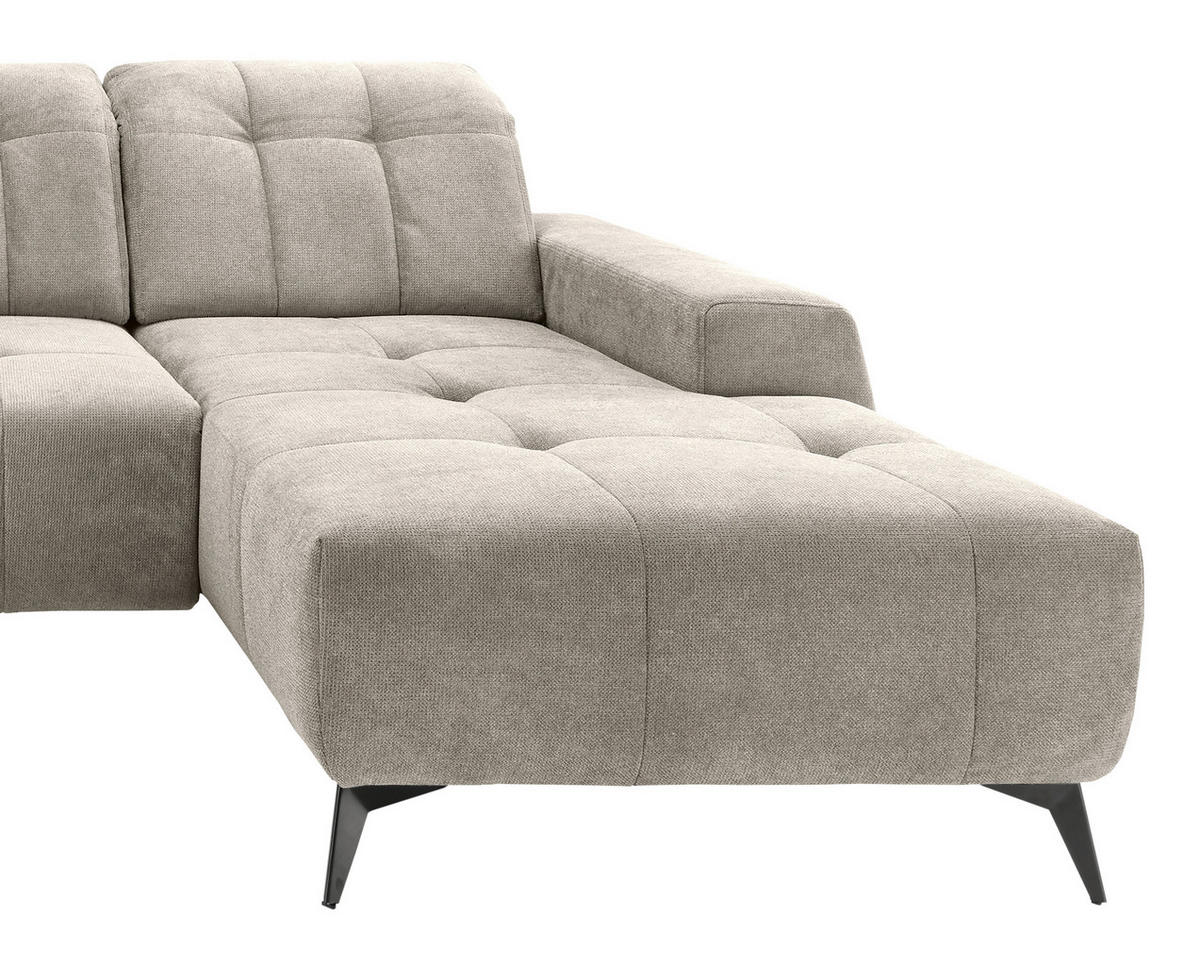 WOHNLANDSCHAFT SANO Beige Chenille  - Beige/Schwarz, MODERN, Textil/Metall (200/337/180cm) - Livetastic
