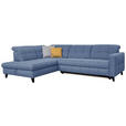 ECKSOFA in Webstoff Blau  216/297 cm  - Blau/Schwarz, Design, Holz/Textil (216/297cm) - Xora