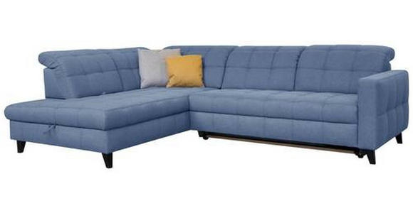 ECKSOFA in Webstoff Blau 216/297 cm - Blau/Schwarz, Design, Holz/Textil (216/297cm) - Xora
