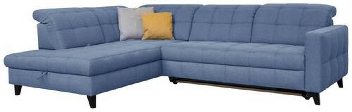 ECKSOFA in Webstoff Blau  - Blau/Schwarz, Design, Holz/Textil (216/297cm) - Xora