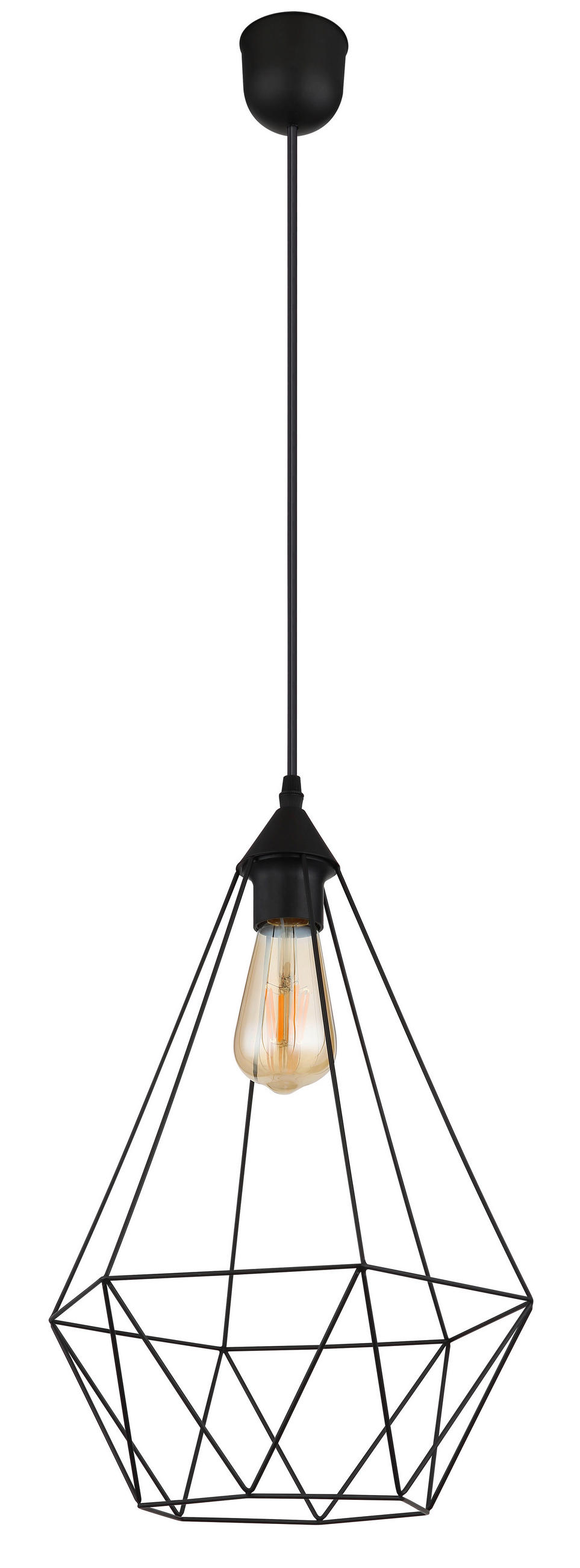 HÄNGELEUCHTE 30/120 cm    - Schwarz, Design, Textil/Metall (30/120cm) - Globo