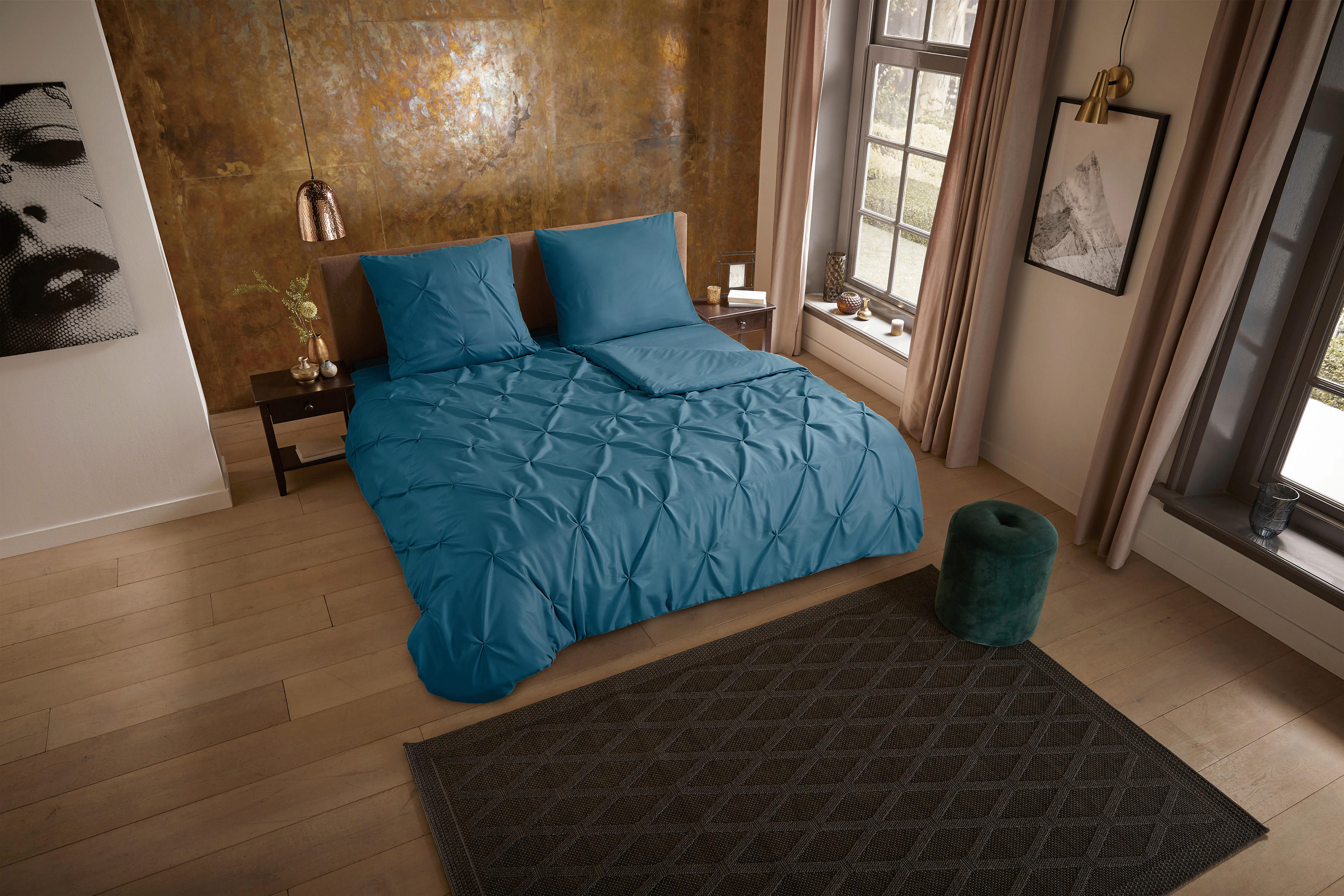 BETTWÄSCHE Elegance Mikrofaser 135/200 cm  - Petrol, Basics, Textil (135/200cm)