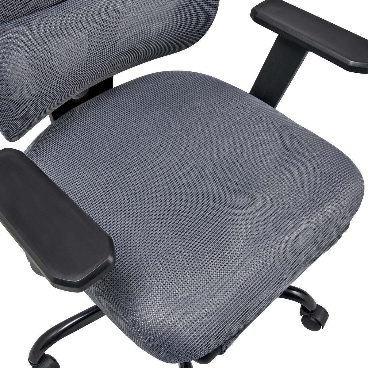 DREHSTUHL Netzbespannung Grau, Schwarz  - Schwarz/Grau, MODERN, Kunststoff/Textil (65/115-123/68cm) - Livetastic