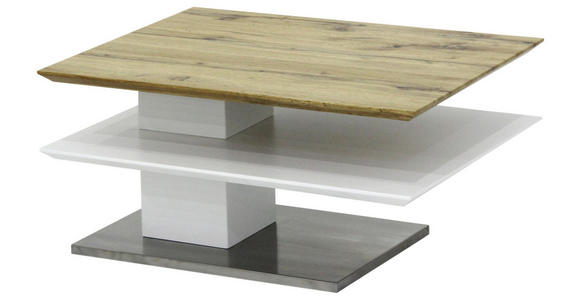 COUCHTISCH in Metall, Holzwerkstoff 80/60/40 cm - Edelstahlfarben/Eichefarben, Design, Holzwerkstoff/Metall (80/60/40cm) - Xora