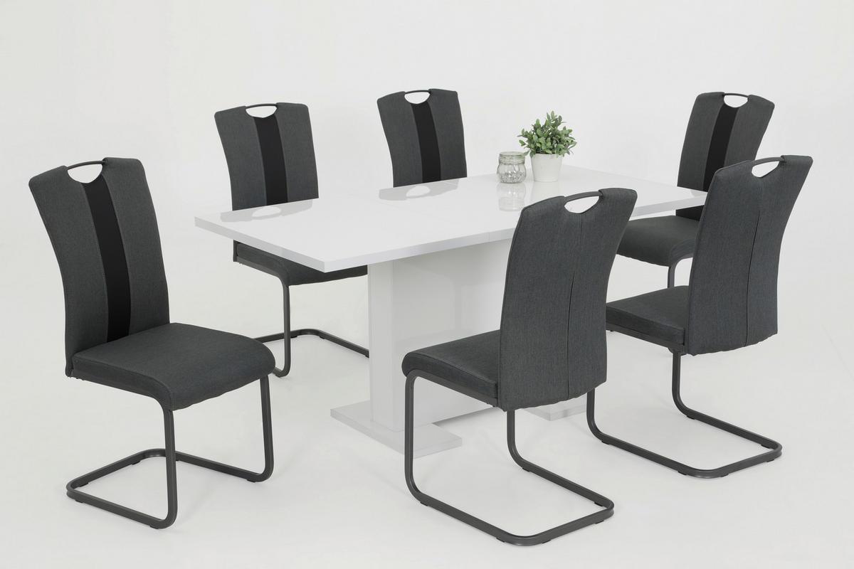 SCHWINGSTUHL-SET 2 Stück  in Stahl Webstoff  - Anthrazit/Grau, MODERN, Textil/Metall (43/98/56cm) - MID.YOU