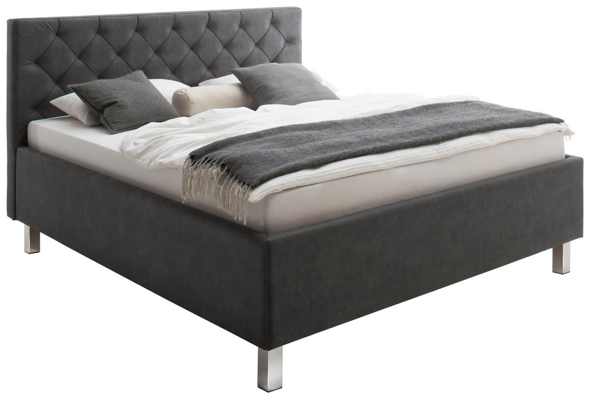 POLSTERBETT 180/200 cm  in Anthrazit  - Anthrazit, Modern, Holzwerkstoff/Textil (180/200cm) - Xora