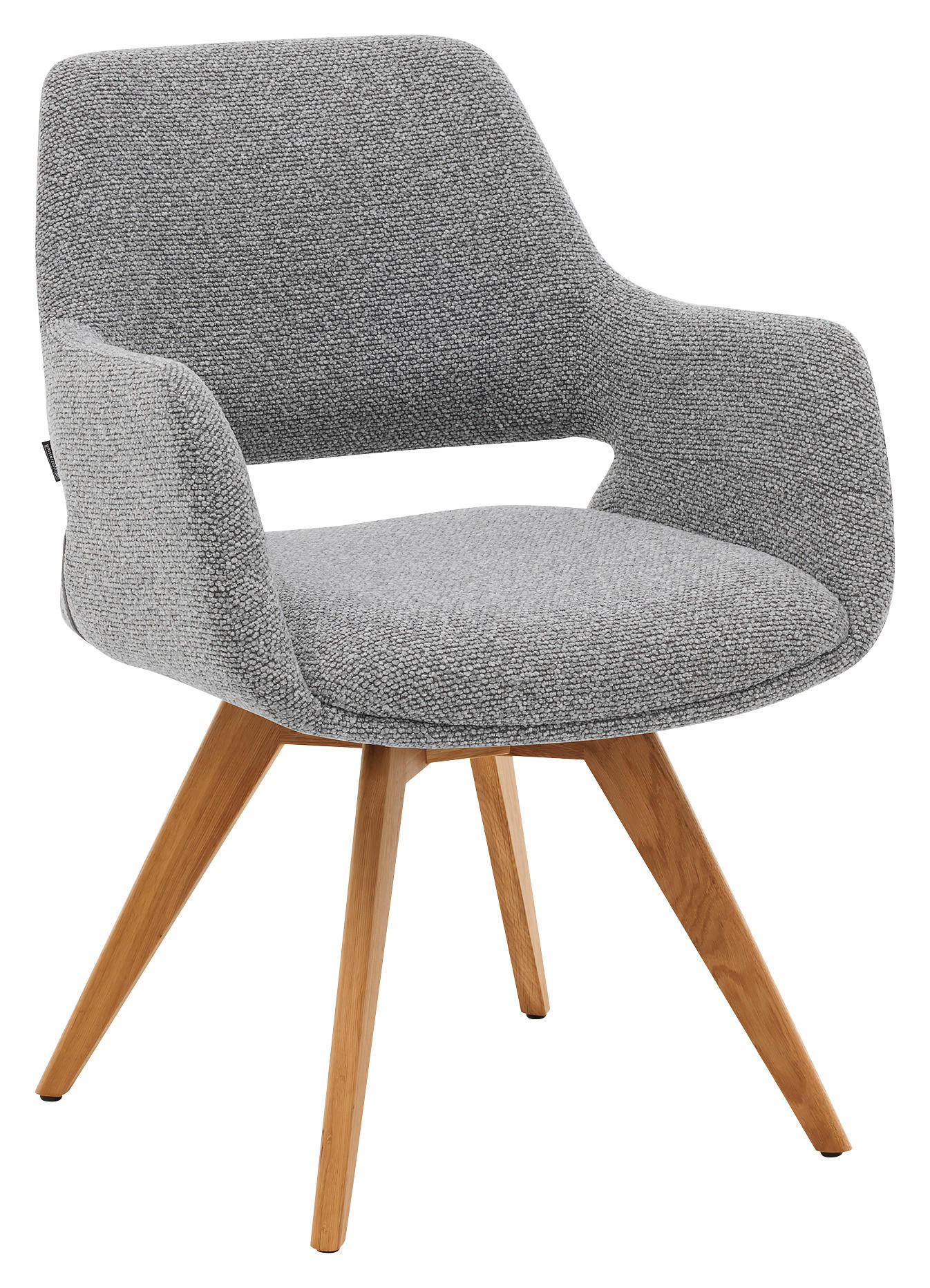 ARMLEHNSTUHL , Sitzfläche 180° drehbar, automatische Rückholfunktion , Bouclé  - Grau, Design, Holz/Textil (62/83/62cm) - Musterring