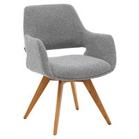 ARMLEHNSTUHL , Sitzfläche 180° drehbar, automatische Rückholfunktion , Bouclé  - Grau, Design, Holz/Textil (62/83/62cm) - Musterring