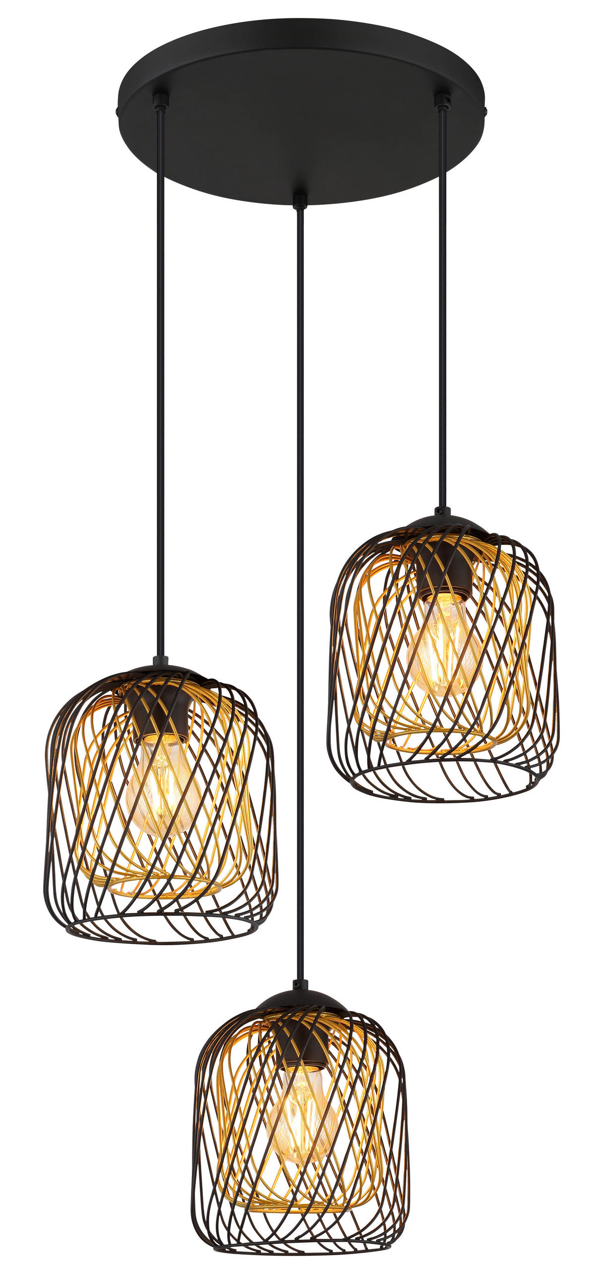HÄNGLAMPA DICHTI 39,4/150 cm  - svart/guldfärgad, Basics, metall/plast (39,4/150cm) - Globo