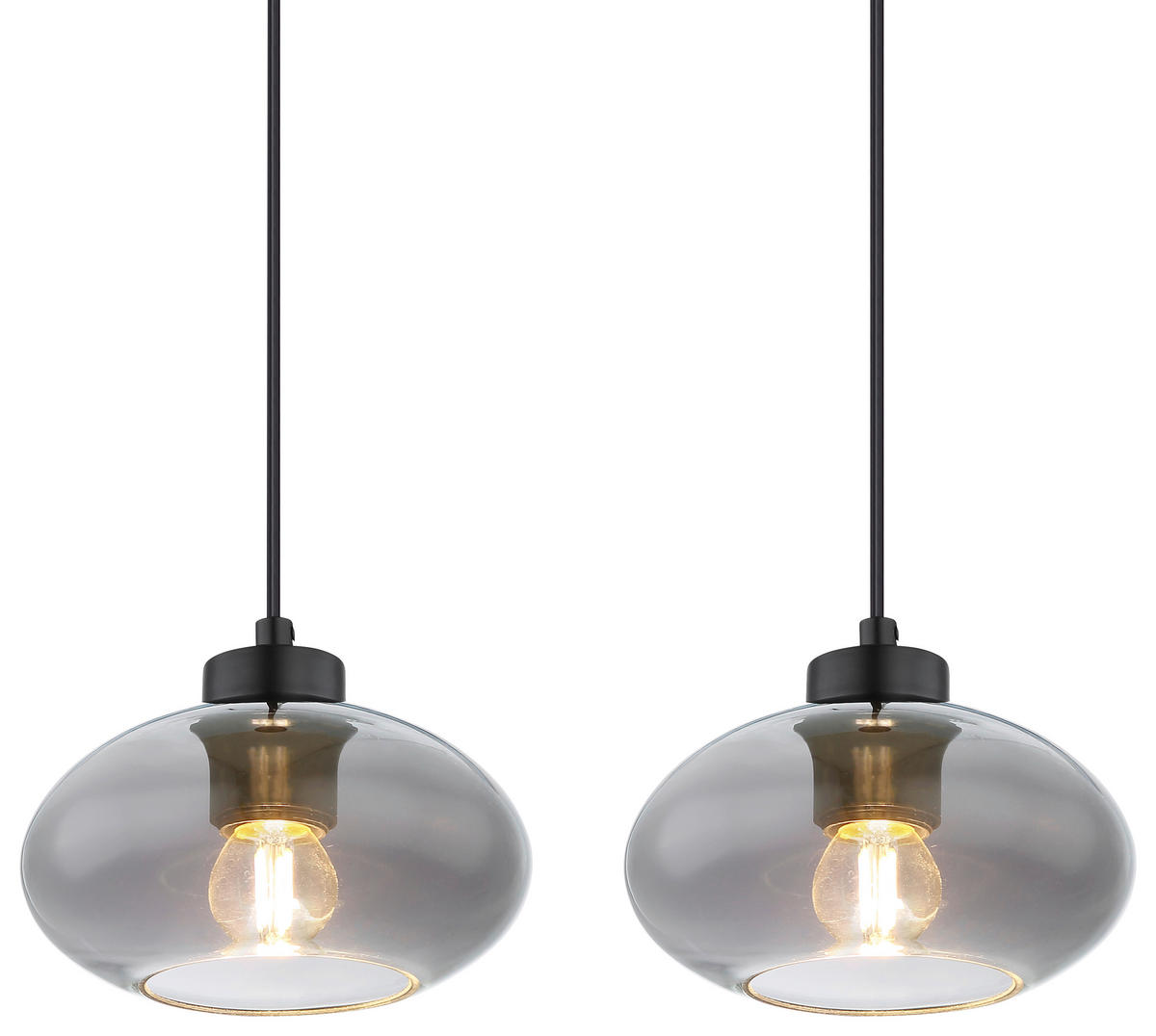 HÄNGELEUCHTE 96/18/120 cm    - Schwarz, Design, Glas/Metall (96/18/120cm) - Novel