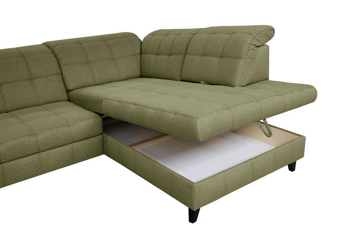 SAROKKANAPÉ textil zöld  - fekete/zöld, Design, textil/fa (297/216cm) - Xora