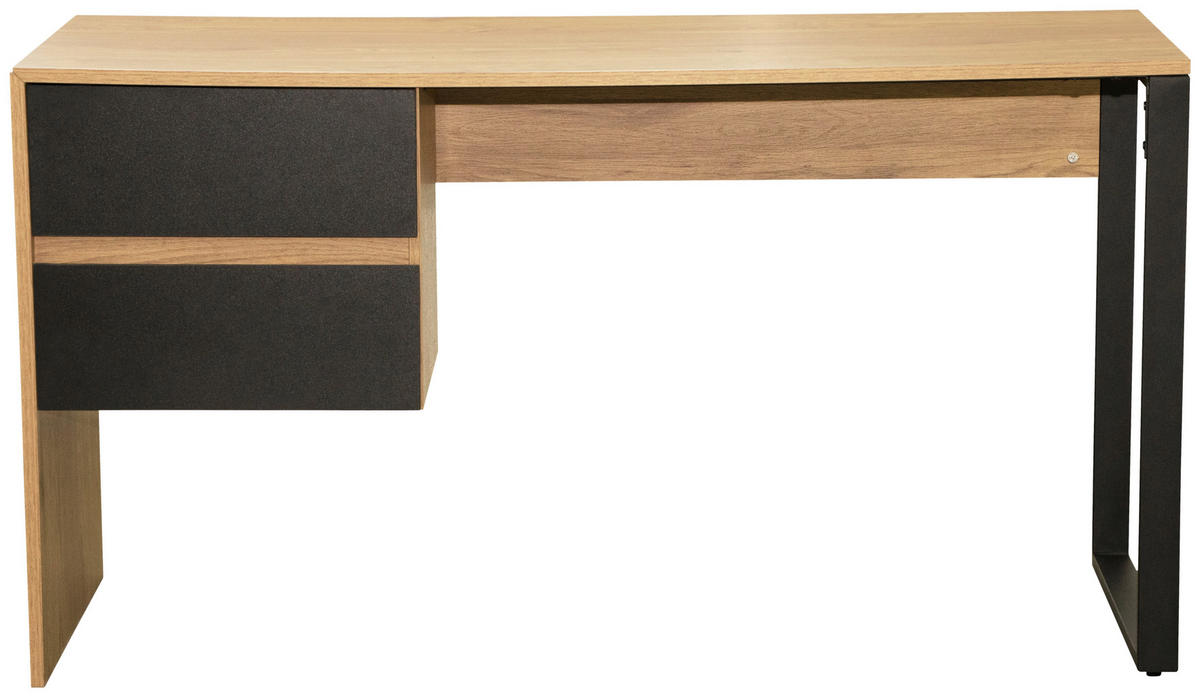 SCHREIBTISCH  in Schwarz, Eichefarben  - Eichefarben/Schwarz, MODERN, Holzwerkstoff/Metall (140/76/60cm) - MID.YOU