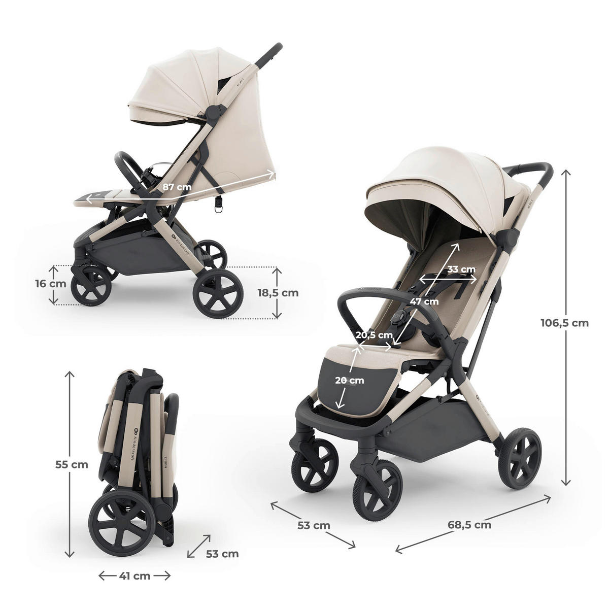 KINDERWAGEN Nubi 3  - Multicolor, Basics, Kunststoff/Textil (68,5/53/106,5cm) - Kinderkraft