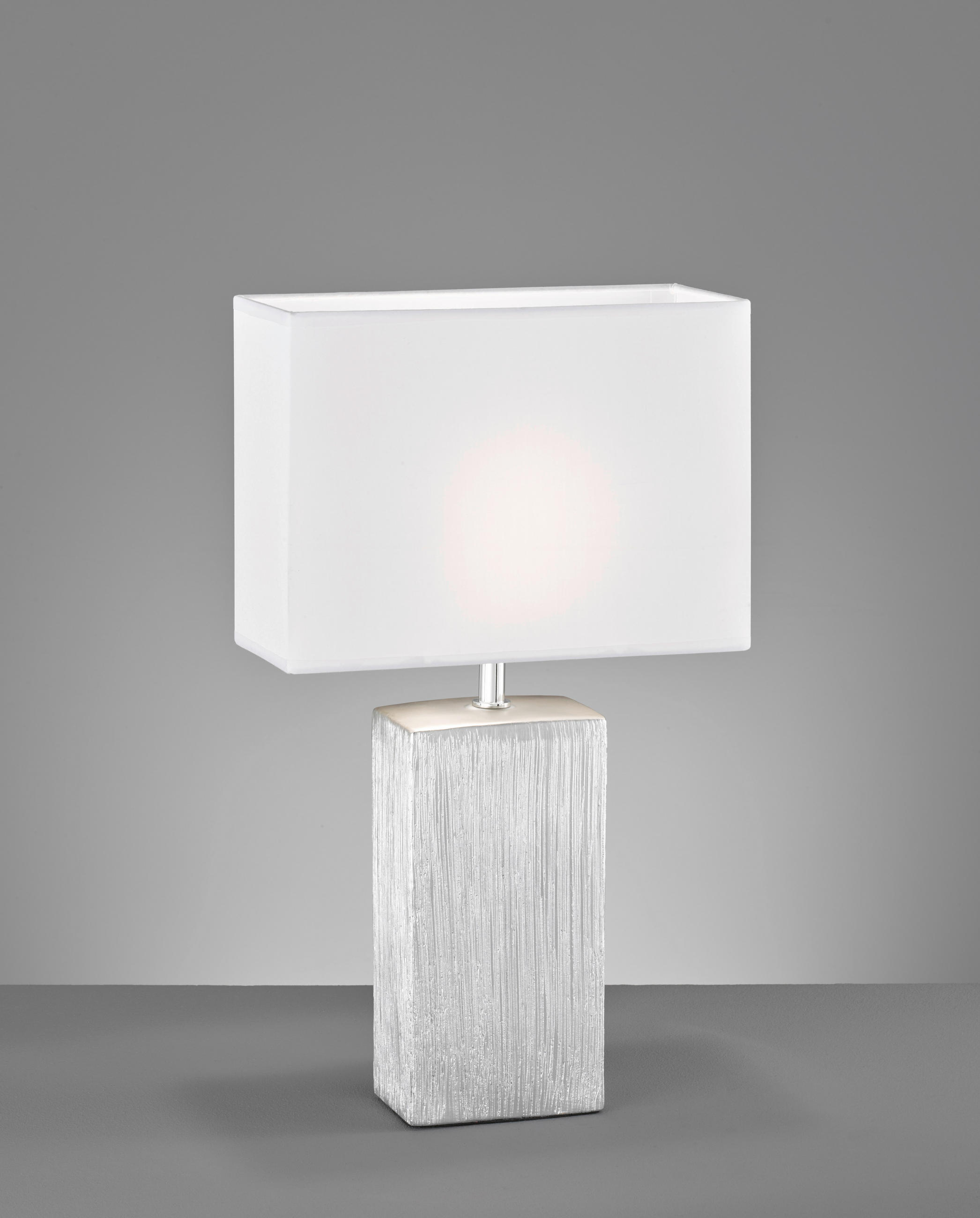 TISCHLEUCHTE - Weiss/Silberfarben, Basics, Keramik/Textil (30/13/50cm) - Fischer & Honsel