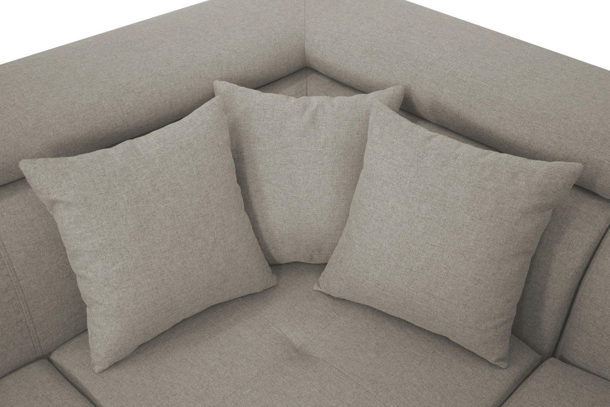 ECKSOFA inkl. Funktionen Ecru Webstoff  - Ecru/Silberfarben, Design, Textil/Metall (226/257cm) - Xora