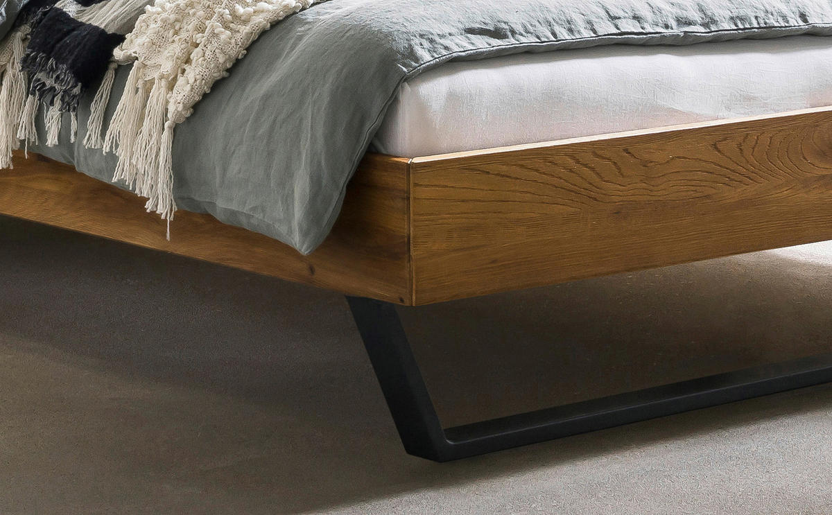 BETT 180/200 cm,  in Wildeiche,  - Wildeiche/Schwarz, Design, Holz/Metall (180/200cm) - Hasena