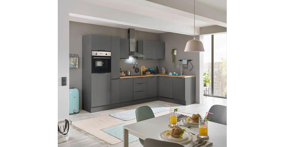 ECKKÜCHE 310/175 cm  in Graphitfarben  - Schwarz/Graphitfarben, Basics, Holzwerkstoff/Metall (310/175cm) - Xora